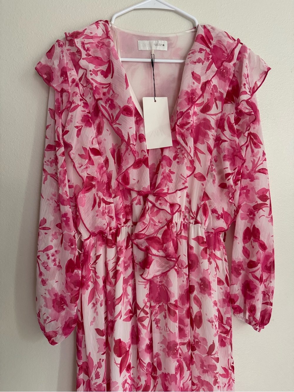 Zara Pink Watercolor Print Dress - Picture 9 of 9